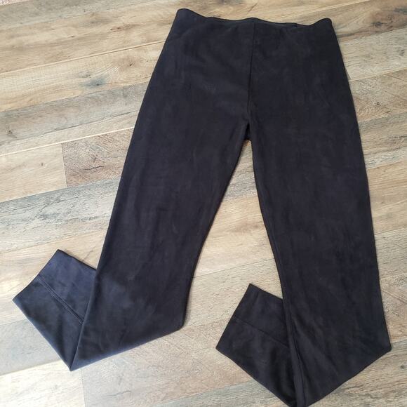 Lysse Black Crushed Velvet Pull On High Rise Stretchy Ankle Pants Size Medium - Picture 4 of 12